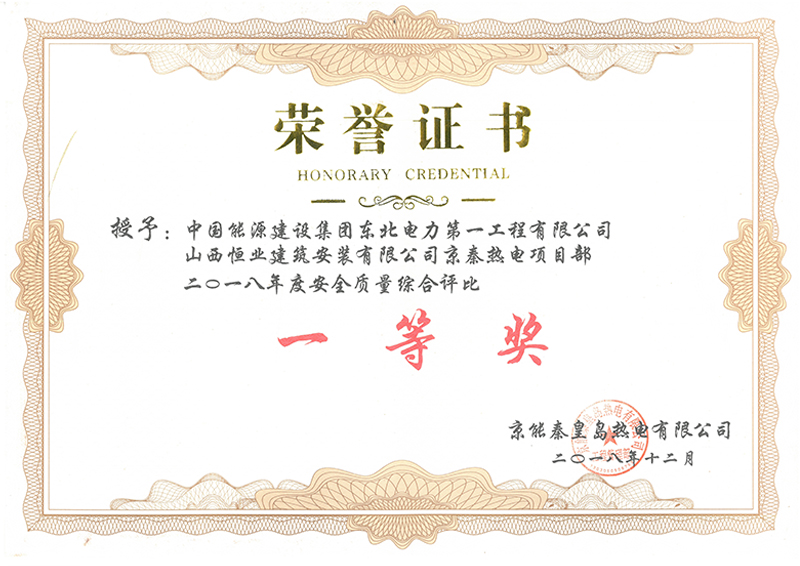 ******質量評比一等獎